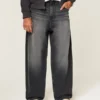 Tvättade svarta baggy jeans med tryck Tvättade svarta baggy jeans med tryck