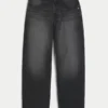Tvättade svarta baggy jeans med tryck Tvättade svarta baggy jeans med tryck