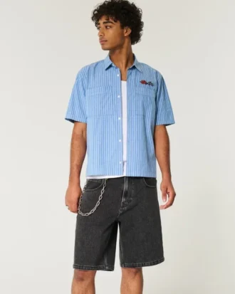 Tvättade svarta baggy jeansshorts