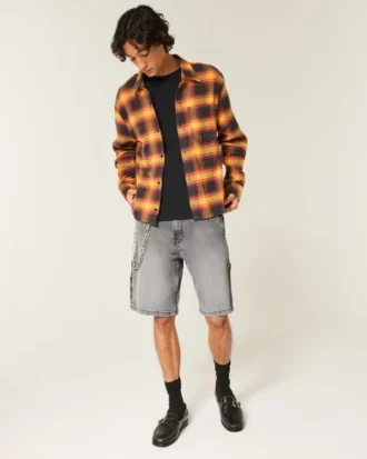 Tvättade svarta baggy målarshorts i denim