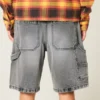 Tvättade svarta baggy målarshorts i denim