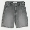 Tvättade svarta baggy målarshorts i denim