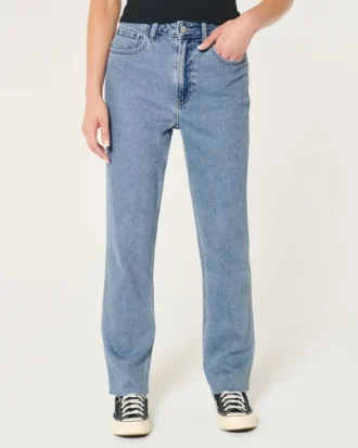 Ultra hög midja, medium tvätt, 90-tals raka jeans