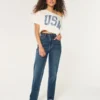 Ultra hög midja, mörk tvätt, 90-tals raka jeans Ultra hög midja, mörk tvätt, 90-tals raka jeans