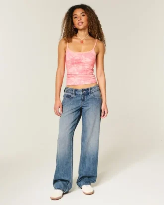 Ultra låg midja, mörk tvätt, baggy jeans