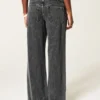 Ultra låg midja, tvättad svart baggy jeans med spänne bak Ultra låg midja, tvättad svart baggy jeans med spänne bak