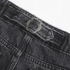 Ultra låg midja, tvättad svart baggy jeans med spänne bak Ultra låg midja, tvättad svart baggy jeans med spänne bak