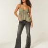 Ultra låg midja, tvättade svarta flare-jeans Ultra låg midja, tvättade svarta flare-jeans