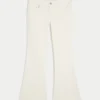 Ultra låg midja vita broderade fickor flare jeans Ultra låg midja vita broderade fickor flare jeans