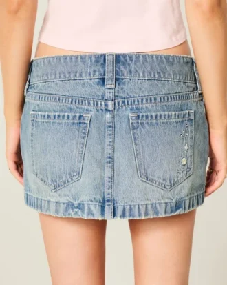 Ultra lågmidjad denim-mikromini-skort