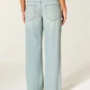 Ultralåg midja Ljus tvätt Baggy jeans med spänne bak Ultralåg midja Ljus tvätt Baggy jeans med spänne bak
