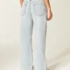 Ultralåg midja Ljus tvätt Mini midjeband Skosnörsbaggyjeans Ultralåg midja Ljus tvätt Mini midjeband Skosnörsbaggyjeans