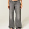 Ultralåg midja Mini-midjeband Grå baggy jeans Ultralåg midja Mini-midjeband Grå baggy jeans