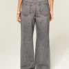 Ultralåg midja Mini-midjeband Grå baggy jeans Ultralåg midja Mini-midjeband Grå baggy jeans