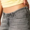 Ultralåg midja Mini-midjeband Grå baggy jeans Ultralåg midja Mini-midjeband Grå baggy jeans
