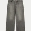 Ultralåg midja Mini-midjeband Grå baggy jeans Ultralåg midja Mini-midjeband Grå baggy jeans