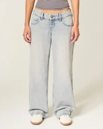 Ultralåga baggyjeans i ljus tvätt