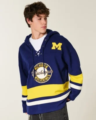 University of Michigan Wolverines grafisk hockeytröja med huva