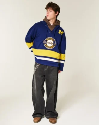 University of Michigan Wolverines grafisk hockeytröja med huva