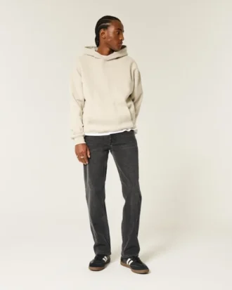 Vättade svarta raka jeans